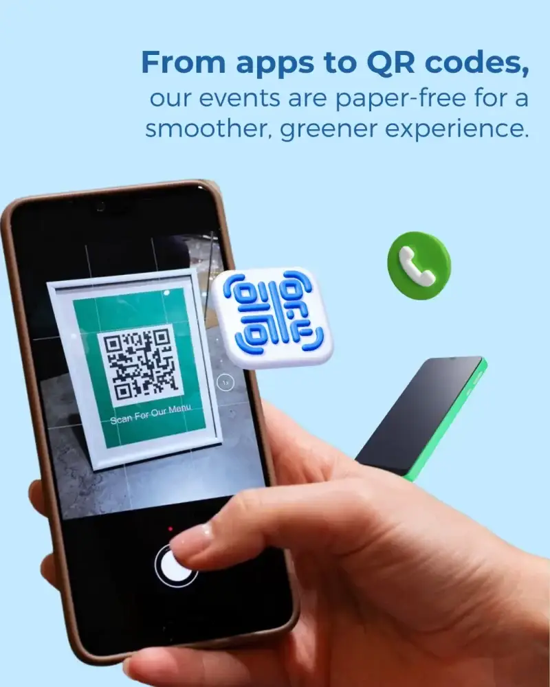 Un asistente utiliza un código QR para acceder a la agenda digital del acto